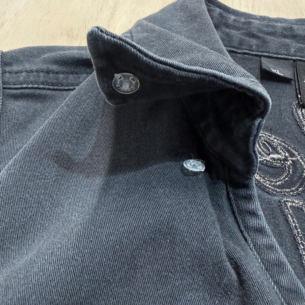 Harley Davidson Womens XL Black Embroidered Moto Vest Y2K Fitted 2009 - Picture 11 of 14